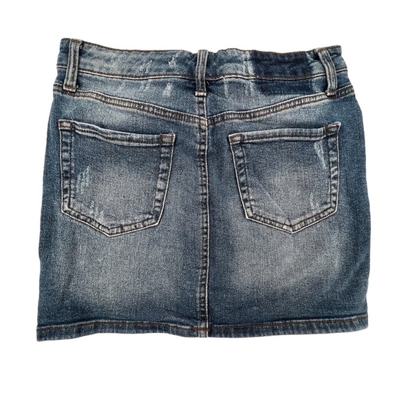 Black Daisy Natalia Straight Distressed Mini Denim Jean Skirt Size 1 Women’s - Picture 3 of 6